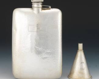 Webster Co. Hammered Sterling Flask with Funnel
