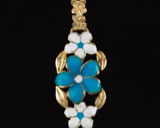 Italian Gold and Enamel Flower Pendant