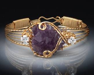 Ladies Gold and Amethyst Crystal Bracelet