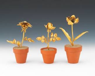 Three Tiffany Gold Plated Sterling Flowers