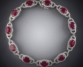 Ladies Burmese Ruby and Diamond Bracelet, GIA Report