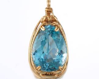 Ladies 33.57 Carat Topaz and Gold Pendant