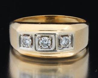 Gentlemens TwoTone Gold and Diamond Ring