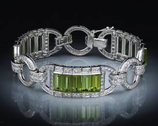 Impressive Peridot and Diamond Bracaelet