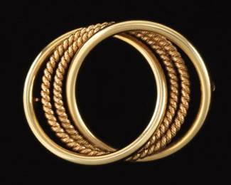 Tiffany Co Gold Interlocked Circle Brooch