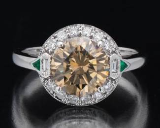 Ladies 2.25 Carat Natural Fancy Dark Yellowish Brown Diamond Ring, GIA Report