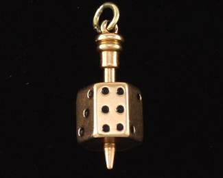 Gold Spinning Top Dice Charm Pendant
