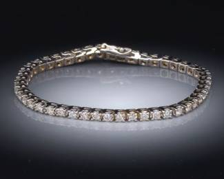 Ladies Gold and Diamond Tennis Bracelet