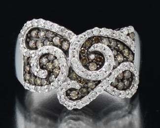 Ladies Chocolate and White Diamond Ring