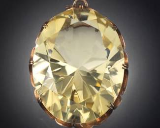 Ladies Sterling Silver and 75 Ct Citrine Oversized Pendant