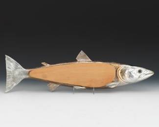 Sterling Silver and Wood Fish Serving Board