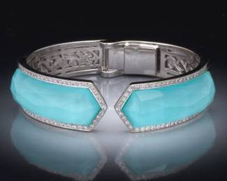 Stephen Webster Gold, Diamond, Turquoise Quartz Crystal Haze Collection Bangle