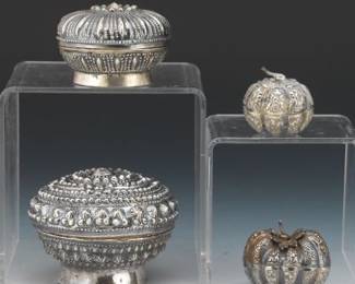 Four Betel 800 Silver Boxes