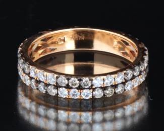 Ladies Gold, White and Cognac Diamonds Band