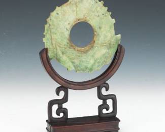 Chinese Archaic Ritual Celadon Jade Notched Disc