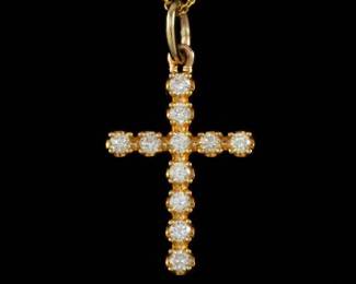 Ladies Gold and Diamond Cross on Chain