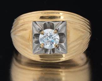 Ladies TwoTone Gold and Diamond Solitaire Ring