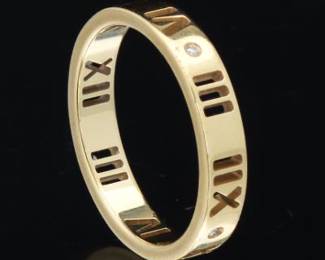 Tiffany Co. Atlas 18K Gold and Diamond Band