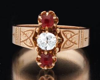 Victorian Gold, Diamond and Ruby Doublets Ring