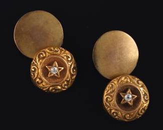 A Pair of Victorian Gold and Diamond Cufflinks