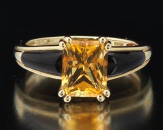 Ladies Citrine and Onyx Ring