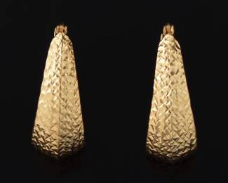 A Pair of Textured Gold Earrings