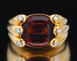 Ladies Gold, Diamond and Fire Madeira Citrine Ring
