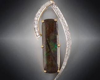Ladies TwoTone Gold and Boulder Opal Slider