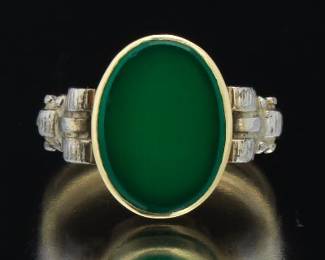 Antique Gold and Green Onyx Ring