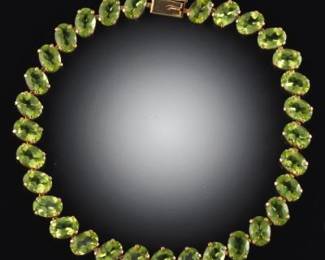 Ladies Gold and Peridot Bracelet