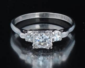 Ladies Art Deco Platinum and Diamond Ring