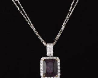 Ladies Gold, Spinel and Diamond Pendant on Diamond by the Yard Double Chain