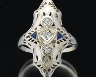 Art Deco Gold, Sapphire and Diamond Ring