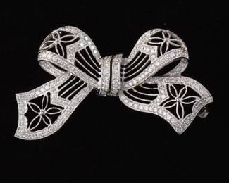 Ladies Gold and Diamond Bow Brooch