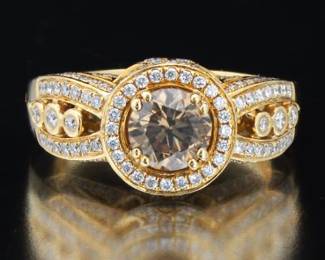 LeVian Gold, Cognac and White Diamond Ring