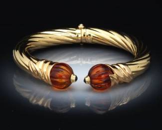 Ladies Gold and Citrine Cuff Bracelet