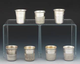 Seven Sterling Silver Thimble Shot Cups