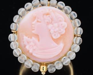 Ladies Carved Coral Cameo Ring
