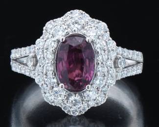 Ladies Pink Sapphire and Diamond Ring, GIA Report