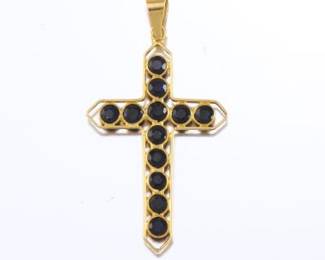 Ladies Delicate Sapphire and Diamond Cross Pendant