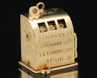 Vintage Gold Slot Machine Charm