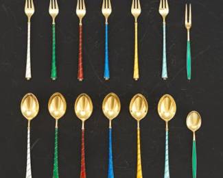 Scandinavian Enameled Spoons and Forks