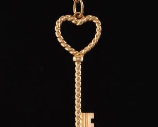 Tiffany Co. Gold Key Pendant on Chain