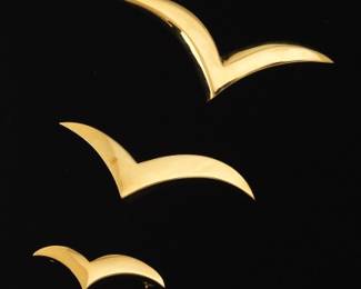 Tiffany Co. Gold Set of Seagul Brooches