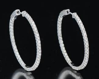 Ladies Pair of Gold and Diamond InsideOut Hoops