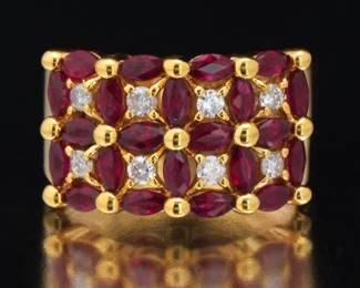 Ladies Diamond and Ruby Ring
