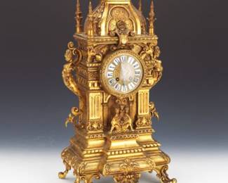 Early 20th Century Bronze Gothic Style Mantle Clock