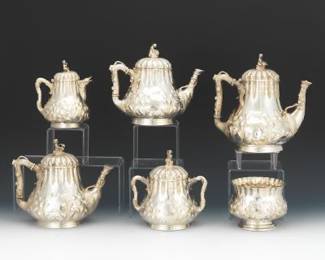 J.E. Caldwell Company Coin Silver Coffee and Tea Service, ca. 19th Century