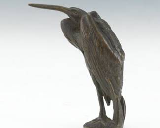 Bronze Heron Figurine
