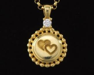 LAGOS Caviar Ladies Gold and Diamond Double Hearts Necklace